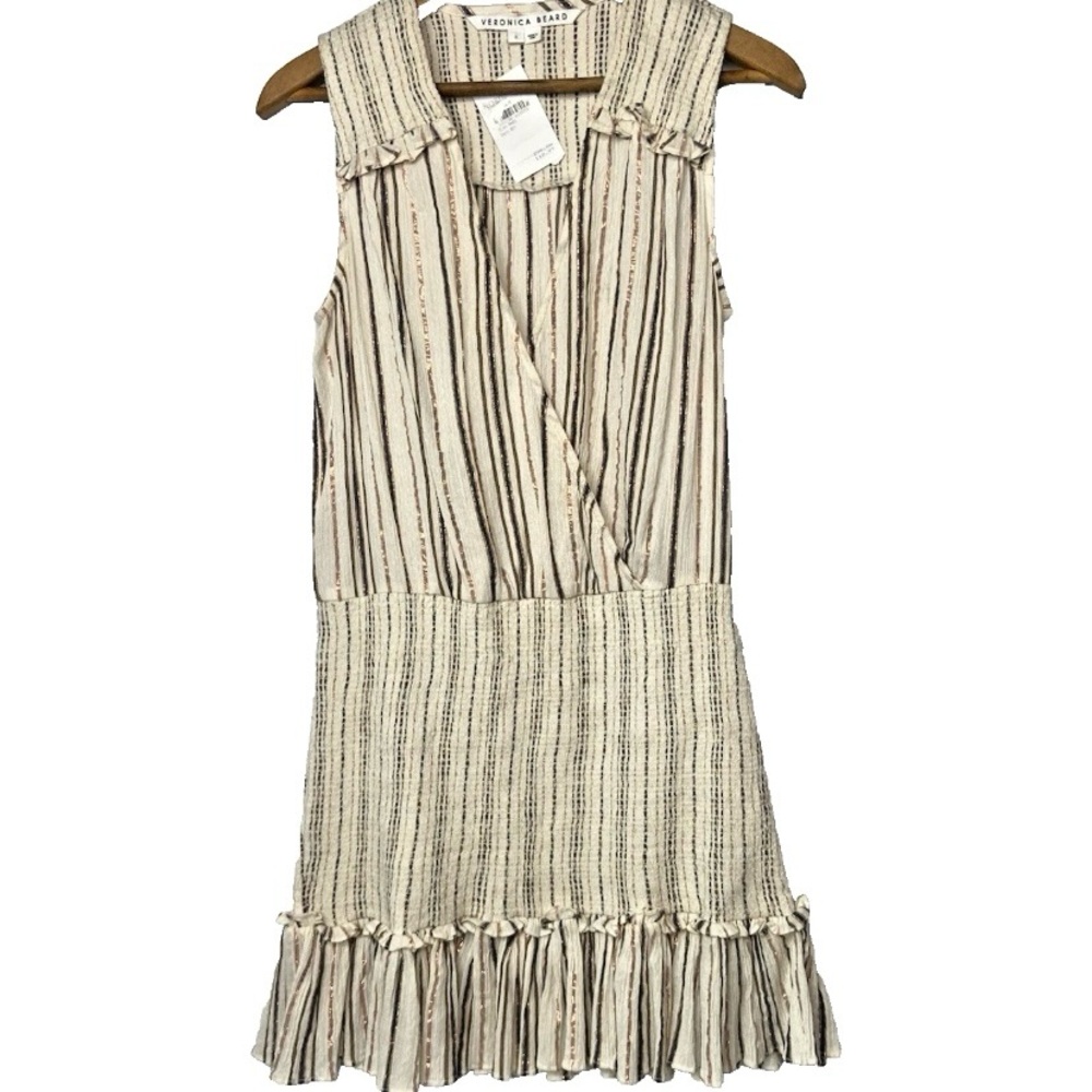 Veronica Beard Cream and Black Striped Mini Dress‎ Small